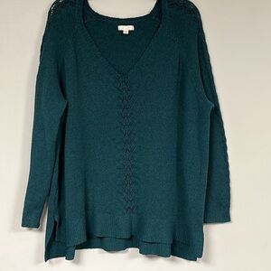 LC Lauren Conrad Beautiful deep teal Pullover Sweater, longer in back, XXL